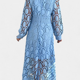 Jovie Dress Midi with Lace Embroidery with High Neck