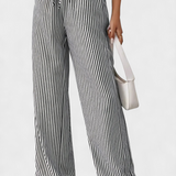 Sabrina Trousers Rectos Lightweight with Waist Adjustable a Stripes