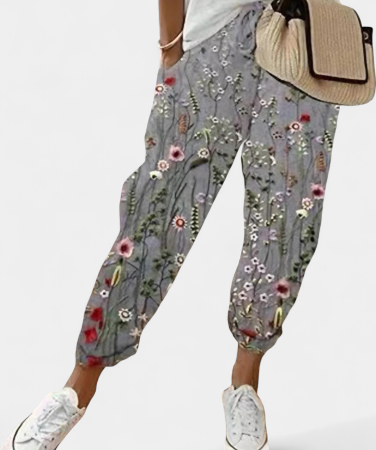 Mely Trousers of Linen of Cut Relaxed and Style Timeless