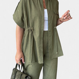 Lani Set Relaxed with a Shirt and Trousers in Cotton and Linen