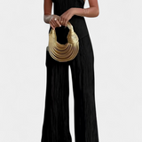 Pilarica Pleated Set with Top Asymmetric Halter and Trousers Flowy