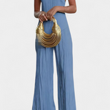 Pilarica Pleated Set with Top Asymmetric Halter and Trousers Flowy