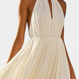 Starla Dress Maxi Halter Pleated with Details of Perlas