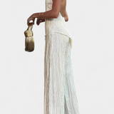 Pilarica Pleated Set with Top Asymmetric Halter and Trousers Flowy