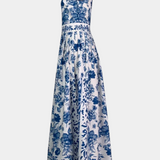 Shante Dress A-Line Print Floral with Neckline Solapa