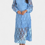 Jovie Dress Midi with Lace Embroidery with High Neck
