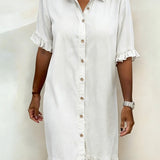 LuciaTM | Dress Shirt Denim with Ruffles