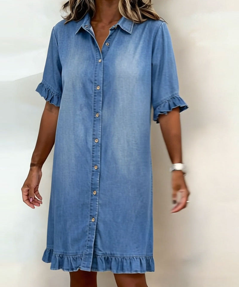 Lucía™ | Dress Camisero Denim with Ruffles
