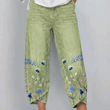Brígida™ | Trousers Casual with Embroidery Floral