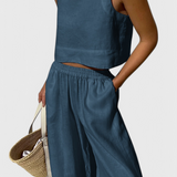 Avelina Minimalist Set in Cotton and Linen Lightweight