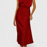 Rina Dress Elegant of Neckline Halter Drapeado