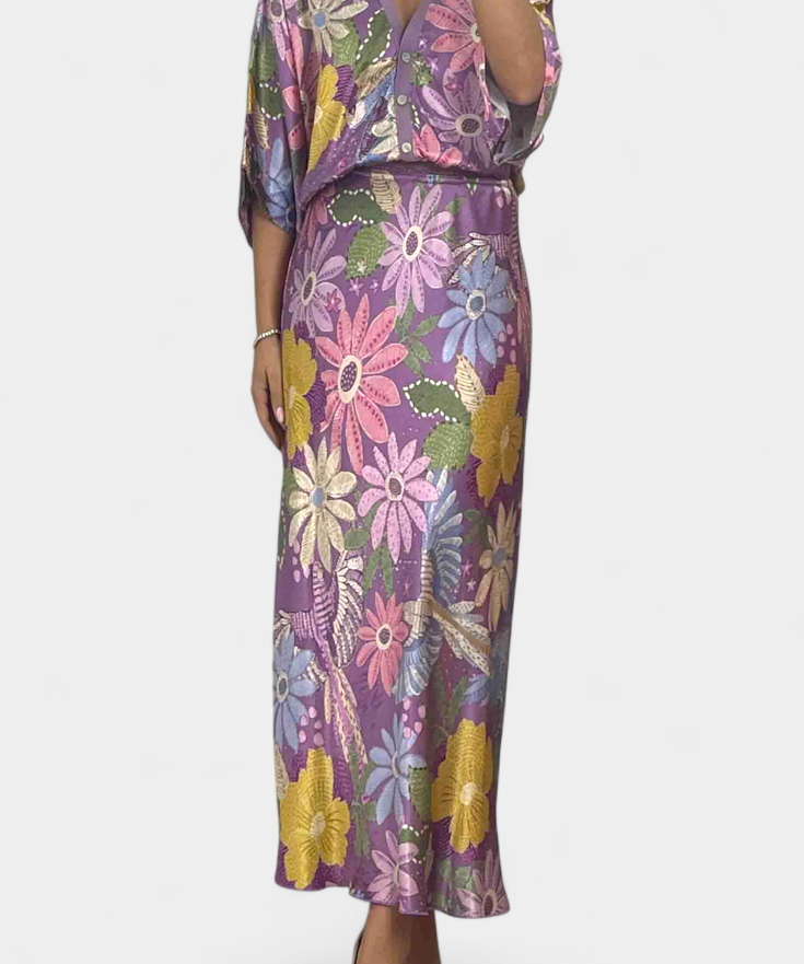 Shae Set Soft of Blouse and Skirt of Cola of Pez Floral