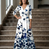 Celeste™ | Dress Midi Floral with Neckline Cruzado and Sleeve Three Cuartos