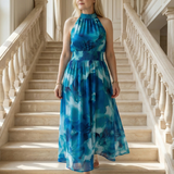 Silvana™ | Dress Midi Halter with Waist Gathered
