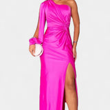 Charlotte Dress Asymmetric Drapado of A Shoulder