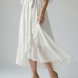 Elvira™ | Dress Midi Drapeado with Cinturón and Sleeve Codo