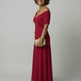 Calena™ | Dress Midi Off-Shoulder with Neckline Drapeado