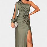Charlotte Dress Asymmetric Drapado of A Shoulder