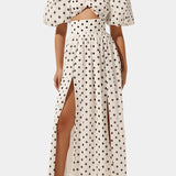 Sherine Skirt Set and Top Polka-Dot with Puff Sleeves