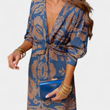 Elara Dress Maxi with V-neckline and Knot Front