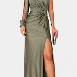 Charlotte Dress Asymmetric Drapado of A Shoulder