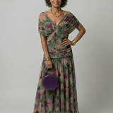 Calena™ | Dress Midi Off-Shoulder with Neckline Drapeado
