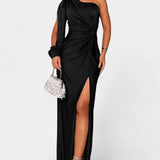 Charlotte Dress Asymmetric Drapado of A Shoulder