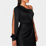 Charlotte Dress Asymmetric Drapado of A Shoulder
