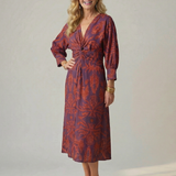 Luna™ | Dress Midi Cruzado of Long-Sleeve Printed Natural