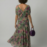 Calena™ | Dress Midi Off-Shoulder with Neckline Drapeado