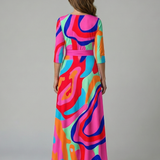 Celeste™ | Dress Midi Floral with Neckline Cruzado and Sleeve Three Cuartos