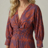 Luna™ | Dress Midi Cruzado of Long-Sleeve Printed Natural