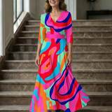 Celeste™ | Dress Midi Floral with Neckline Cruzado and Sleeve Three Cuartos
