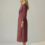 Luna™ | Dress Midi Cruzado of Long-Sleeve Printed Natural