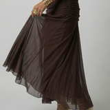Calena™ | Dress Midi Off-Shoulder with Neckline Drapeado