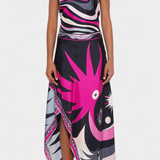 Ciana Set Satin with Skirt Abstracta and Top Halter
