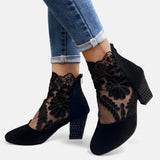 Petra™ | Botín of Heel Bloque with Lace Floral