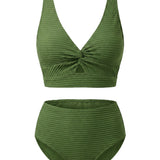 Crescencia™ | Textured bikini of High-Rise with crossover top