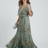 SelenaTM | Dress Maxi Halter Floral in Green Sage