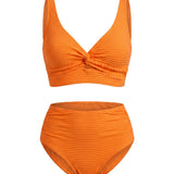 Crescencia™ | Textured bikini of High-Rise with crossover top