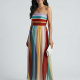 Serena™ | Dress Maxi of Stripes Multicolor Strapless