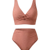 Crescencia™ | Textured bikini of High-Rise with crossover top