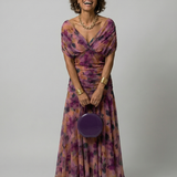 Calena™ | Dress Midi Off-Shoulder with Neckline Drapeado