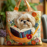 Presentación™ | Bolso Tote Artisan Printed of Shih Tzu and Flores
