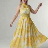 Silvana™ | Dress Midi Halter with Waist Gathered
