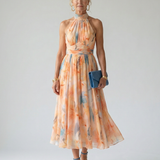 Elina™ | Dress Midi Halter with Detail Gathered