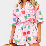 Mariluz Set of Shirt and Shorts Printed Pink