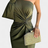 Charlotte Dress Asymmetric Drapado of A Shoulder