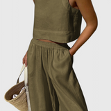 Avelina Minimalist Set in Cotton and Linen Lightweight