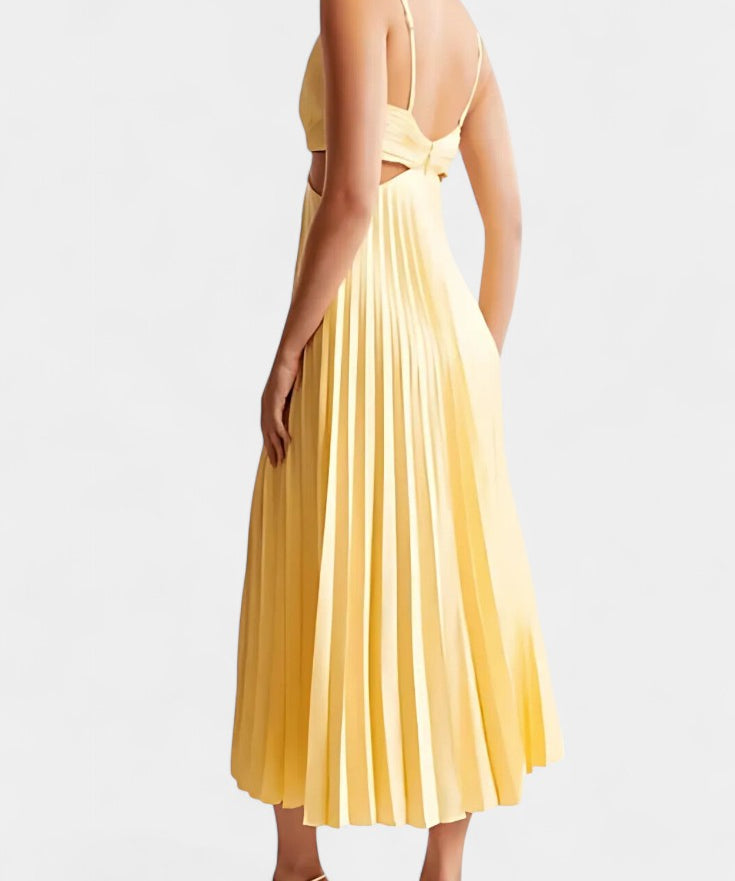 Selena Dress Sleeveless Pleated with Cut Lateral and Detail Torcido